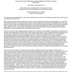 Mind, Spirit, Soul and Body: All for One and One for All Reflections on Paul's Anthropology in his Complex Contexts by the Rt Revd Prof N. T. Wright