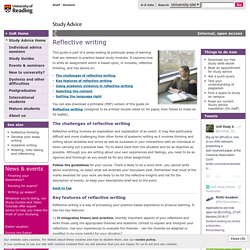 Reflective writing - University of Reading