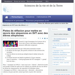 Pistes de réflexion pour mettre en œuvre des séquences en SVT avec des élèves allophones