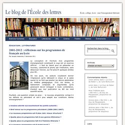 2001-2011 : réflexions sur les programmes de français au lycée