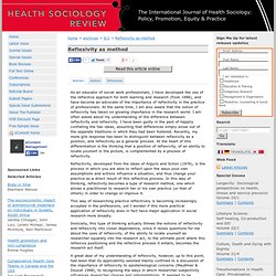 Reflexivity as method - Health Sociology Review