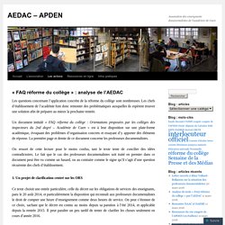 « FAQ réforme du collège  : analyse de l’AEDAC