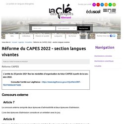 Réforme du CAPES 2022 - section langues vivantes