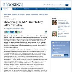 Reforming the NSA: How to Spy After Snowden