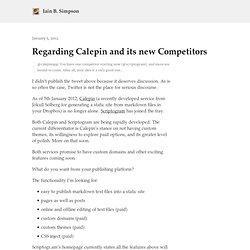 Regarding Calepin and its new Competitors - Iain B. Simpson