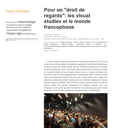 Pour un "droit de regards": les visual studies et le monde francophone