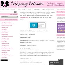 Regency Lingo – Regency Reader