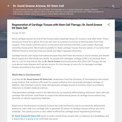 Regeneration of Cartilage Tissues with Stem Cell Therapy