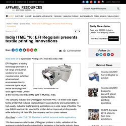India ITME ’16: EFI Reggiani presents textile printing innovations