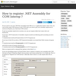 How to register .NET Assembly for COM Interop ?