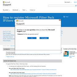 How to register Microsoft Filter Pack IFilters with SQL Server 2005 and with SQL Server 2008