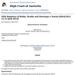 NSW Registrar of Births, Deaths and Marriages v Norrie [2014] HCA 11 (2 April 2014)