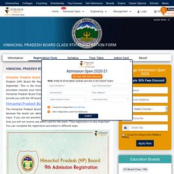 Himachal Pradesh Board Class 9th Registration Form 2020-2021-  HP Board 9th Application 2021