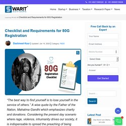 Checklist for 80G Registration and 80G Certificate - Swarit Advisors
