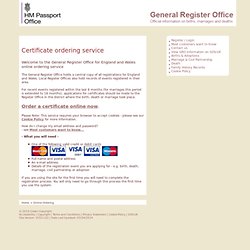 Registration Services - Certificate Ordering Service