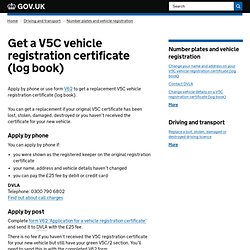 The Vehicle Registration Certificate (V5C) : Directgov - Motoring