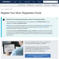 Register Your Work: Registration Portal