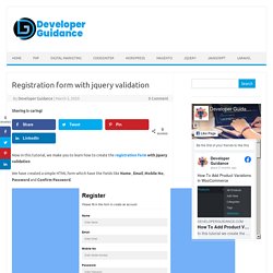 Registration form with jquery validation - Get Latest Updates On digital Marketing And Web development by Developer guidance