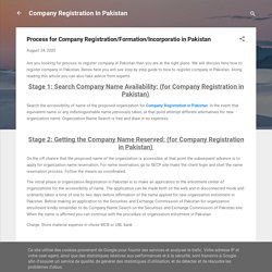 Process for Company Registration/Formation/Incorporatio in Pakistan