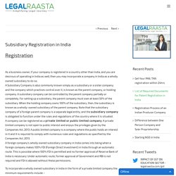 Subsidiary Registration in India