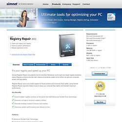 Simnet Registry Repair 2011 - Scan and cleanup invalid entries in registry to improve your PC performance