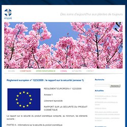 Règlement européen n° 1223/2009 : le rapport sur la sécurité (annexe 1)