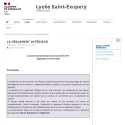 Le réglement intérieur - Lycée Saint-Exupery
