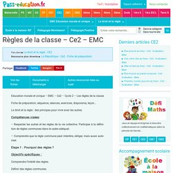 Règles de la classe - Ce2 - EMC