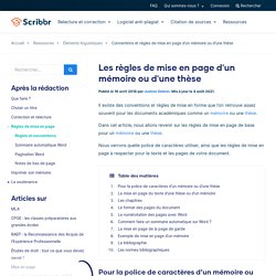 Les règles de mise en page d'un mémoire ou d'une thèse