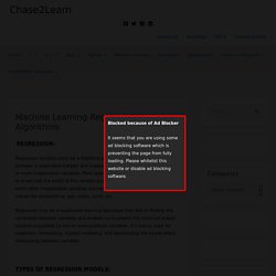Machine Learning Regression Algorithms