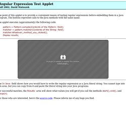 A Regular Expression Test Applet