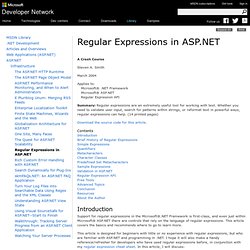 Regular Expressions in ASP.NET