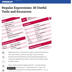 Regular Expressions: 30 Useful Tools and Resources