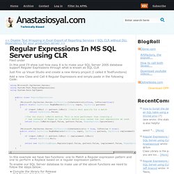 Regular Expressions In MS SQL Server using CLR
