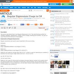 Regular Expressions Usage in C#