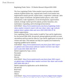 Regulating Choke Valves US Market Research Report2021-2028 — Post Heaven