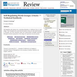Self-Regulating Work Groups: A Socio-Technical Synthesis
