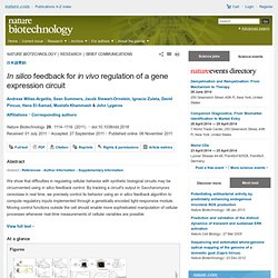 In silico feedback for in vivo regulation of a gene expression circuit : Nature Biotechnology