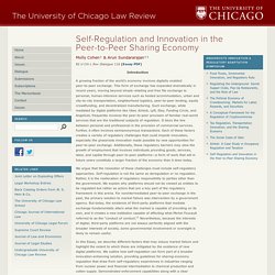 Self-Regulation and Innovation in the Peer-to-Peer Sharing Economy