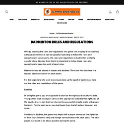 Badminton Rules and Regulations – OlympicSportingCo