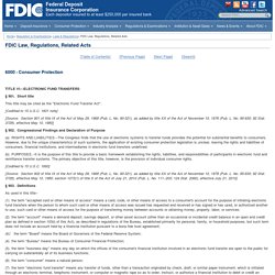 FDIC Law, Regulations, Related Acts - Consumer Protection