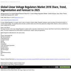 Global Linear Voltage Regulators Market 2018 Share, Trend, Segmentation and Forecast to 2025