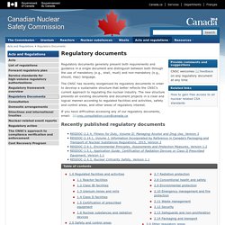 Regulatory documents - Canadian Nuclear Safety Commission