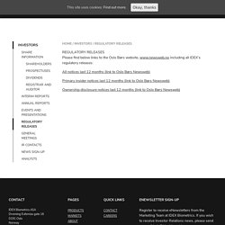 REGULATORY RELEASES
