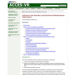 Substance Use Disorders and Vocational Rehabilitation Implications