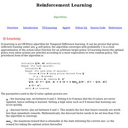 Reinforcement Learning - Algorithms