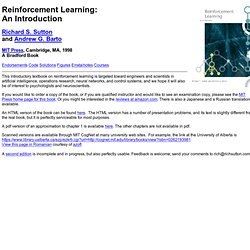 Sutton & Barto Book: Reinforcement Learning: An Introduction