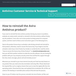 How to reinstall the Avira Antivirus product? – Antivirus Customer Service & Technical Support