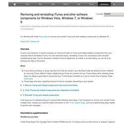 Removing and reinstalling iTunes, QuickTime, and other software components for Windows Vista or Windows 7