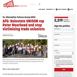 AFG: Reinstate UNISON rep Peter Moorhead and stop victimising trade unionists